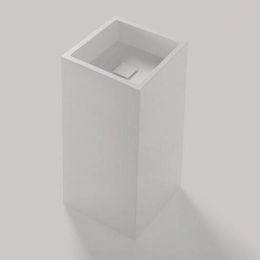 Mineralguss-Standwaschbecken eckig, freistehend, 90 cm hoch – Minera Atlas