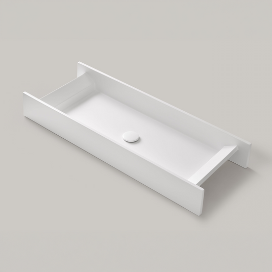 Mineralguss-Aufsatzwaschbecken XL mit Schürze, 100 x 38,5 cm – Minera Lyra